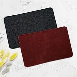 Kuber Industries Pack of 2 Anti-Skid Door Mats For Home | Soft Washable Microfibre & Water Soaking Floor/Bathroom Mat - Maroon & Grey-14