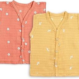 Cotton Unisex Baby Pure Muslin Regular Fit Jhabla, Soft & Breathable Multicolor T-Shirt For Babies From 0 To 3 Months, Red & Yellow (Pack Of 2)-image-79