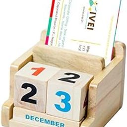 IVEI Wooden Desk Calendar with Pen/Card Holder - Lifetime Calendar - Minimal Desk Calendar & Pen Holder - Mini Desk Organizer Wooden Perpetual Calendar set for Desk Decor, Study Room, Home & Office-picture-13