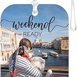 TPJ Handmade Resin Customized Luggage ID Tag with Pet Name Dog Cat Photo, Cute Personalized Travel Bag Identifier Label, Travel Accessories Ideal for Gifting - Weekend Wanderer Lakeside Escape-image-82