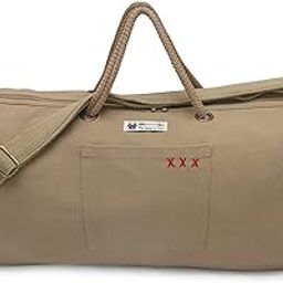 Canvas Travel Duffle Bag 40 litres | Sports Duffel | for Men and Women | Waterproof | Adjustable Removable Strap | Gym Bag | Luggage Garment Bag | Quick Access Pockets | Flax Yellow-image-99