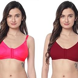Women's Super PC Cotton Lycra Pack of 2 Full Comfortable Non Padded Front Hook Bra for Everyday Wear - Front Hook-image-73