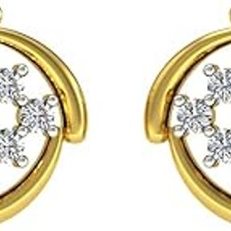 18KT Yellow Gold and Diamond Stud Earring for Women-image-70