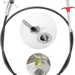 Drain Snake Hair Drain Clog Remover Tool - Sink Drain Cleaner for Sewer Kitchen Bathroom Shower Tub Toilet Clogged Drains Opener Cleaning Tool, Flexible Grabber Claw Pick Up Reacher Tool (34 Inch)-image-94