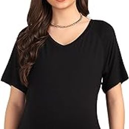 Maternity Feeding Top with Zip for Women | 95% Viscose 5% Lycra Pregnancy & Postpartum Top for Pregnant Woman | Extra Stretchable Nursing Top for Easy Breastfeeding for Mothers-image-23