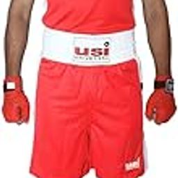 Men's Boxing Uniform Short & Vest Set Light Weight Sports Dress (RED, 36)-picture-30
