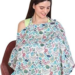 POLKA TOTS 100% Cotton Washable Nursing Breastfeeding Multipurpose Maternity Apron Cover & Scarf for Mothers with Carry Pouch (Blue)-image-20
