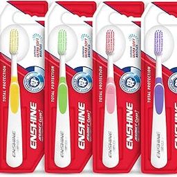 Enshine Advance Clean + Toothbrush Set | Ultra Soft Bristles, Compact Brush Head & Effective Tongue Cleaner | Complete Oral Care Manual Tooth Brush Set for Adults – Pack of 4 (Multicolor)-6