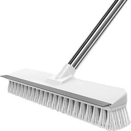 Jankylabh Plastic Multifunctional Bathroom Cleaning Brush With Wiper 2 in 1 - Tiles and Floor Scrub Brush With Long Handle, 120° Rotate (White)-image-91