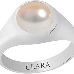 Certified Pearl (Moti) 5.5cts or 6.25ratti Bold Sterling Silver Ring for Men and Women-image-98