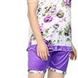 Women's Satin Plain/Solid Night Suit Short Set Pack of 1-image-60