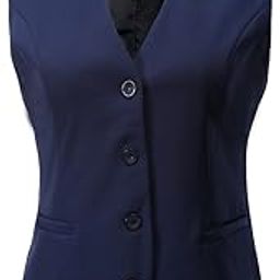 Women's Formal Regular Fitted Business Dress Suits Button Down Vest Waistcoat Navy Blue US XL - Tag 6XL-51