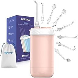 ORACURA® OC180 Dental PRO Compact PLUS Water Flosser® | 365 Days Warranty | 4 Vibrant Colors | 4 Modes & 8 Adjustable Water Pressure Settings | 180 ml Tank Capacity | IPX7 Waterproof| Phone Size-Peach-image-87