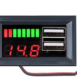 12V Universal Dual USB Digital Voltmeter and Battery Indicator Display Module with 5V Step Down Converter and 2A Output for Car Boat Motorcycle RV Power Management and Charging-27