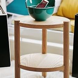 OXMIC Wooden Coffee Table - Mango Wood, Light Brown, 32x32x40 cm, Compact Center Table for Living Room or Bedroom-14