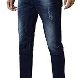 Men's Mid Rise Classic -Washed Textu Patterned Regular Fit Denim Jeans | Premium Mid-Rise Cotton Stretchable Crafted With Comfort Fit And High Performance For Everyday Wear-image-4