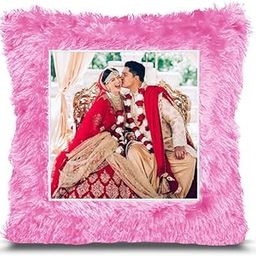 Fur Personalized Gift Photo Cushion for Boyfriend Girlfriend Husband Wife on Occasions Valentine's Day Birthday Anniversary Special Love Gift Square 15x17 inch, Pink (PC19)-image-61