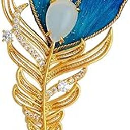 Fashion Jewellery Aqua Gold Polished Copper Trendy Zircon Saree Brooch, Best for Bridal Wear & Special Occasion - 449567-image-31
