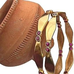 Women's Gold Finish Bangles Stone Design Real Impon Perfect for Ethnic Outfits-image-75