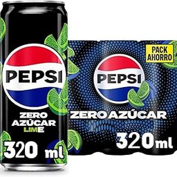 Pepsis Zero Sugar Lime Flavoured Carbonated Beverage, 320 ml Can, Pack of 6-25