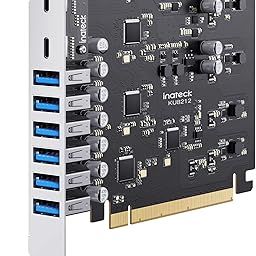 Inateck Power Supply USB PCIe Card Total 20 Gbps Bandwidth, USB 3.2 Gen 2, with 8 USB Ports KU8212-14