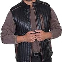 Two Tone Leather Vest - Black-image-47