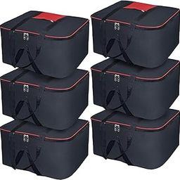 6 Pack Moisture Proof Nylon Medium Size Underbed Storage Bag For Clothes (54 x 46 x 28 cm) - Black, Rectangular (Pack of 6)-10