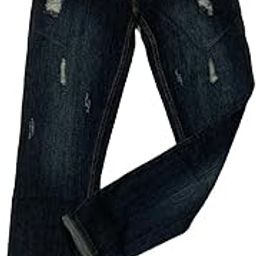Men's Dark Blue Distressed Slim Fit Jeans – Size 34-image-72