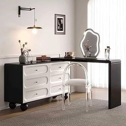 Mann Mart‚Stylish Vanity Dresser with Mirror & Drawers: Modern Makeup Table with Integrated Lighting for Bedroom Organization-image-74