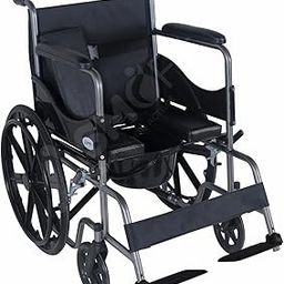 Asmofit 2 in 1 Foldable Commode Wheelchair (Commode + Regular Usage) with U-Cut Seat for Old Age People with Safety Belt | 23-Inch Solid Mag Wheels -Ideal for Patients, Weight Capacity 100 Kg (Unisex)-picture-19