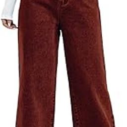 Wide Leg High Waist Regular Straight Fit Ankle Length Solid Denim Relaxed Western Style for Girls & Women Jeans-image-40