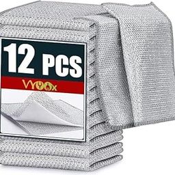 VYOOx Multipurpose Wire Dishwashing Rags for Wet and Dry Stainless Steel Scrubber Non-Scratch Wire Dishcloth for Washing Dishes Sinks Counters Easy Rinsing Machine Washable (pack-12)-image-9