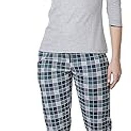 Women’s Cotton Nightsuit| Round Neck Top 3/4th Sleeve and Full Length Pyjama Set-image-12