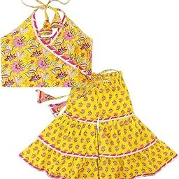 Baby Girl's Cotton Printed Short Kurti With Sharara Dress Clothing Set-image-2