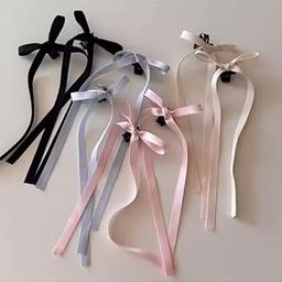 Cerun 6 Pcs luxury Bow Hair Clips with Long Tail, Tassel Ribbon Small Claw Clips Bow knot Satin Hair Barrette Hair Accessories for Women Girls Toddlers same color as shown-image-21