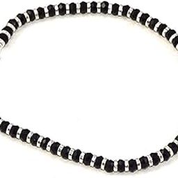 Nazariya with Black Crystals for Women 92.5% Pure Stering Silver Bracelet for Women (7 inch + Extension) (Black)-37