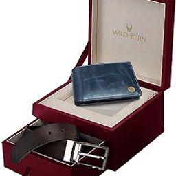 Men's Classic Leather Wallet and Belt Combo | Blue-picture-15