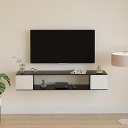 FURNEASER Ether Engineered Wood Wall Mount TV Unit, Set Top Box Stand with Display Shelves, Modern Tv Rack, Showcase, Cabinet (Wenge & White)-23