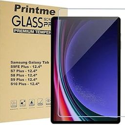 Printme Screen Guard for Samsung Galaxy Tab S9 FE Plus / S9 Plus / S10 Plus / S8 Plus / S7 FE 12.4 inch Tempered Glass for Samsung S9 FE+ / S10+ / S9+ / S8+ /S7+/ S7 FE, 9H Hardness-26
