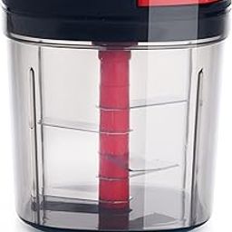 ELLORA Turbo Pull and Cut Chopper, 950 ml Vegetable & Fruit Chopper, Black & Red-12