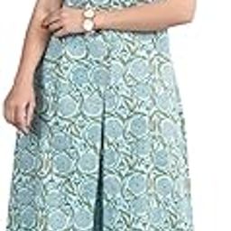 Women’s Printed Cotton Blend Kurta with Palazzo Sleeveless Ethnic Wear Set Fully Stitched-23