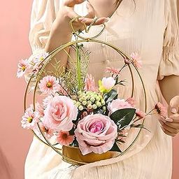 CraftVatika Geometric Metal Flower Hanging Vase Diwali Gift Items for Home Decoration Tabletop, Side Table, Living Room, Home Office Decoration, Home Decorative Items, (11.5 Inches Height) (1 Piece)-image-91