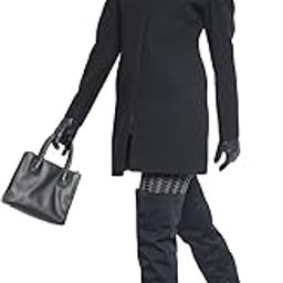 Women's Black Faux Fur Detailed Overcoat-35