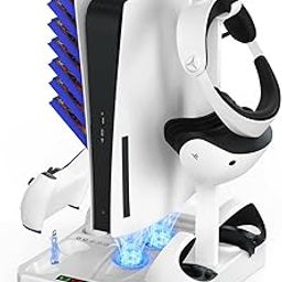 3-in-1 Charging Station for PS5 and VR2 With Cooling Fans, Controllers Display Stand, Headset and Game Storage Holder-image-52
