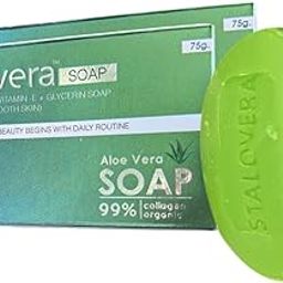 Stalovera Aloe Vera Soap with Vitamin E and Glycerin, 75g, 99% Organic Collagen, For Soft and Smooth Skin-56