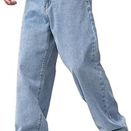 Regular Men Loose Fit Mid Rise Light Blue Jeans | Baggy Jeans for Men (in, Numeric, 30, Regular, Light Blue)-image-96