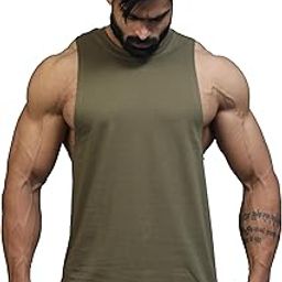 Men's Supper Combed Narrow Shoulder Gold Finish Sleeveless Deep Arm Cut Cotton Vest-image-87