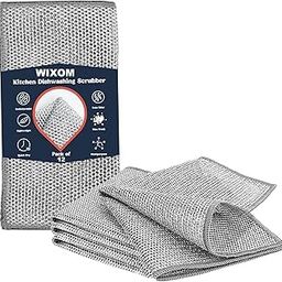 WIXOM® Pack of 12 Non-Scratch Steel Wire Dishwashing Rags - Multipurpose Kitchen Cloths, Metal Scrubber for Utensils, Home Cleaning Accessories, Durable and Reusable Kitchen Towels Today's-image-50
