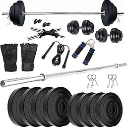 SX Fitness Home Gym Combo, Home Gym Set, Gym Equipment, 20kg PVC Weight Plates (3Kg X 4 Plates + 2Kg X 4 Plates), Pair Of Dumbbell Rod With 3ft Plain Rod With 2 Locks-1
