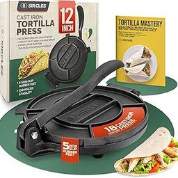 SIRCLES Tortilla Press 12 Inch Cast Iron - Extra Large, Heavy Duty 12 Inch Tortilla Press - Ebook Tortilla recipes - 5 Non-Slip Rubber Feet - Pre-Seasoned - Prensa Para Tortillas De 12 Pulgadas Grande-25